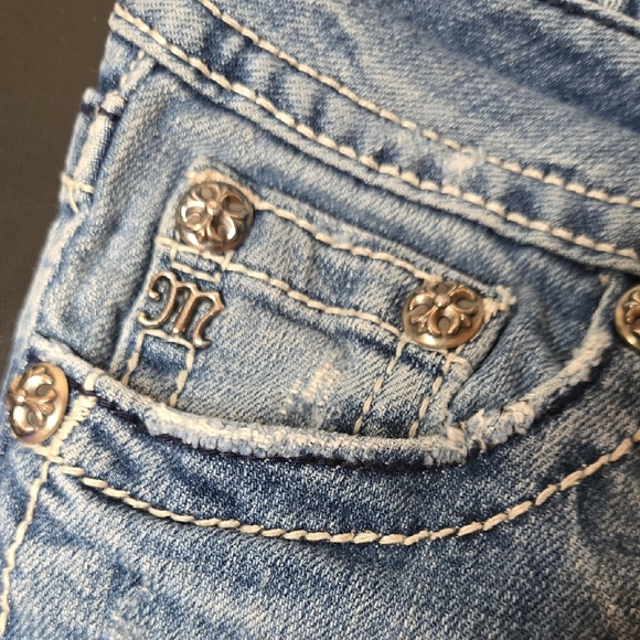 Miss Me Light Blue Skinny Jeans with Embellished Pockets - Picture 4 of 16